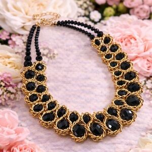 Elegant Gold and Black Necklace
